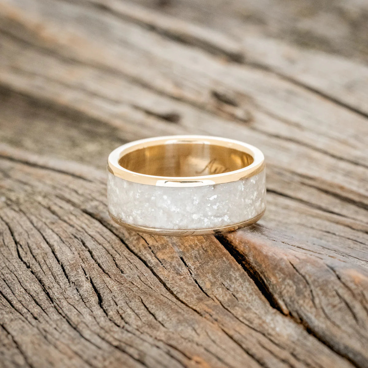 "RAINIER" - DIAMOND DUST WEDDING RING - 14K YELLOW GOLD - SIZE 11-Staghead Designs