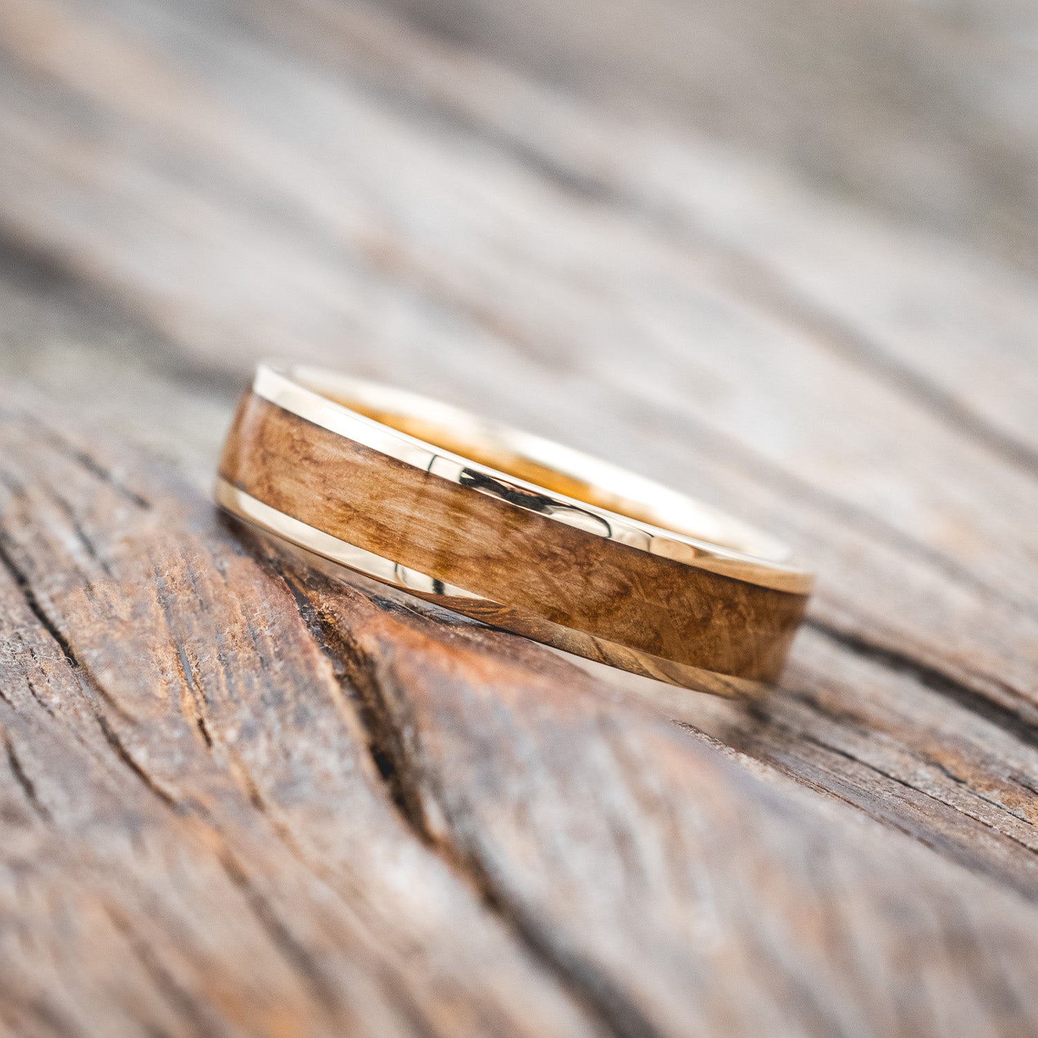 "RAINIER" - WHISKEY BARREL OAK WEDDING RING-Staghead Designs