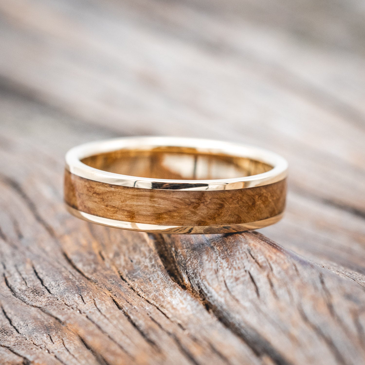 "RAINIER" - WHISKEY BARREL OAK WEDDING RING-Staghead Designs