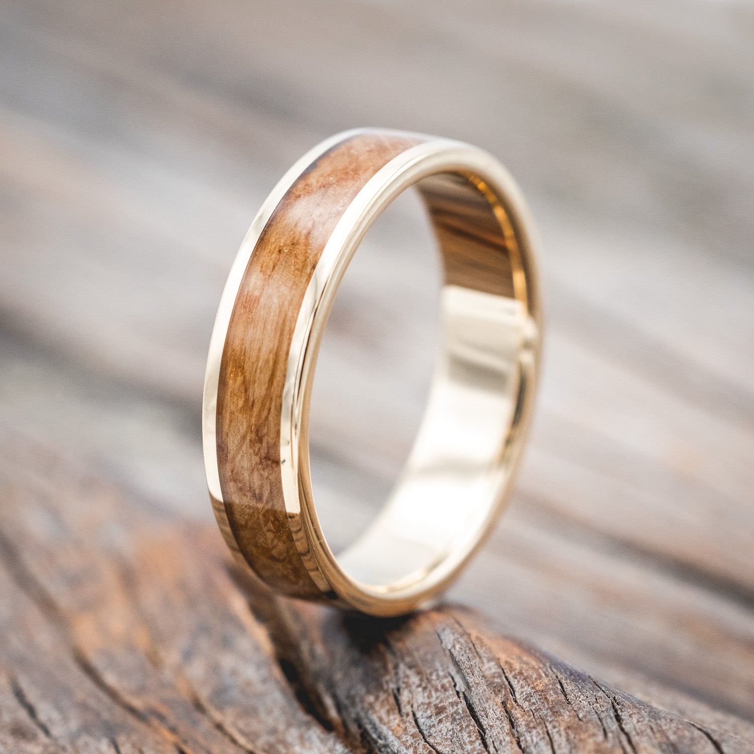 "RAINIER" - WHISKEY BARREL OAK WEDDING RING-Staghead Designs