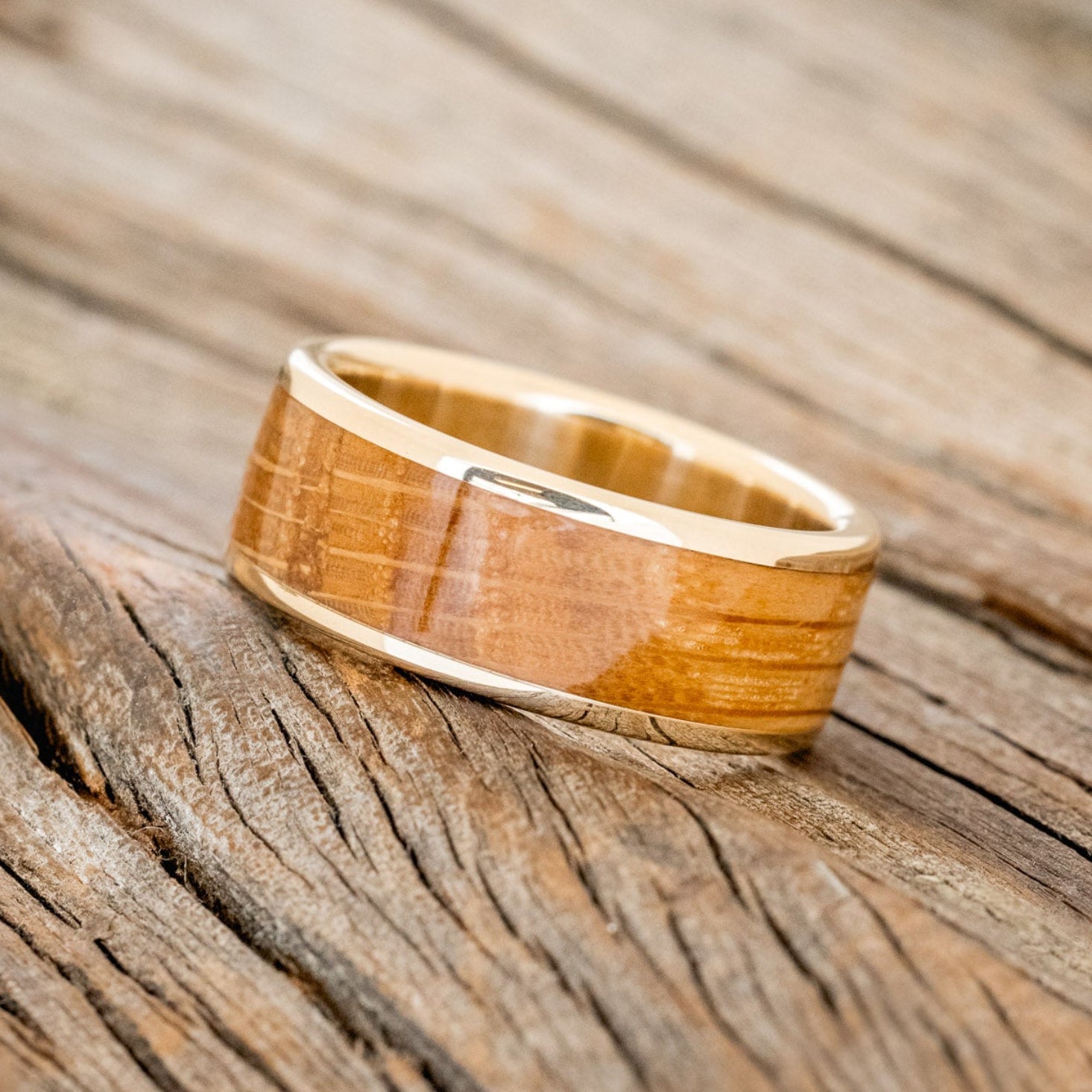 "RAINIER" - WHISKEY BARREL OAK WEDDING RING-12