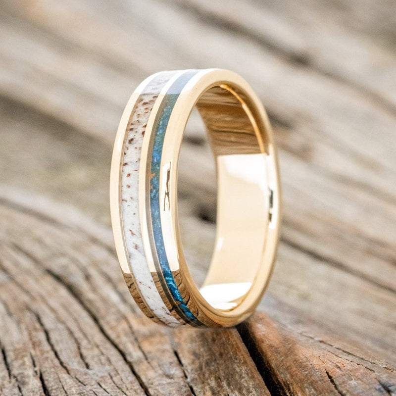 "RAPTOR" - PATINA COPPER & ANTLER WEDDING BAND