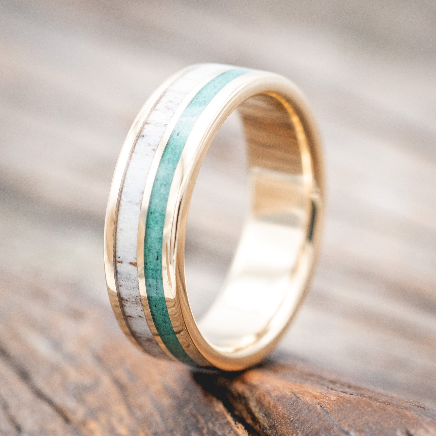 "RAPTOR" - ANTLER & MALACHITE WEDDING BAND-Staghead Designs
