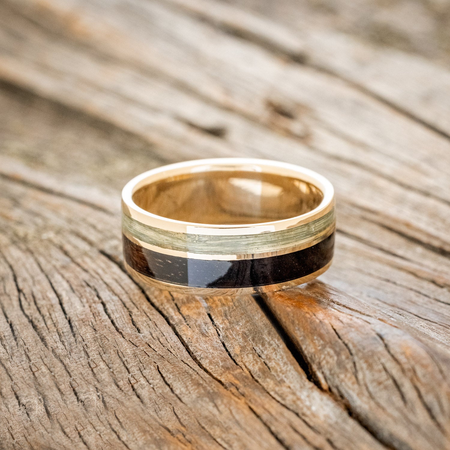 "RAPTOR" - KOA WOOD & FISHING LINE WEDDING BAND-2