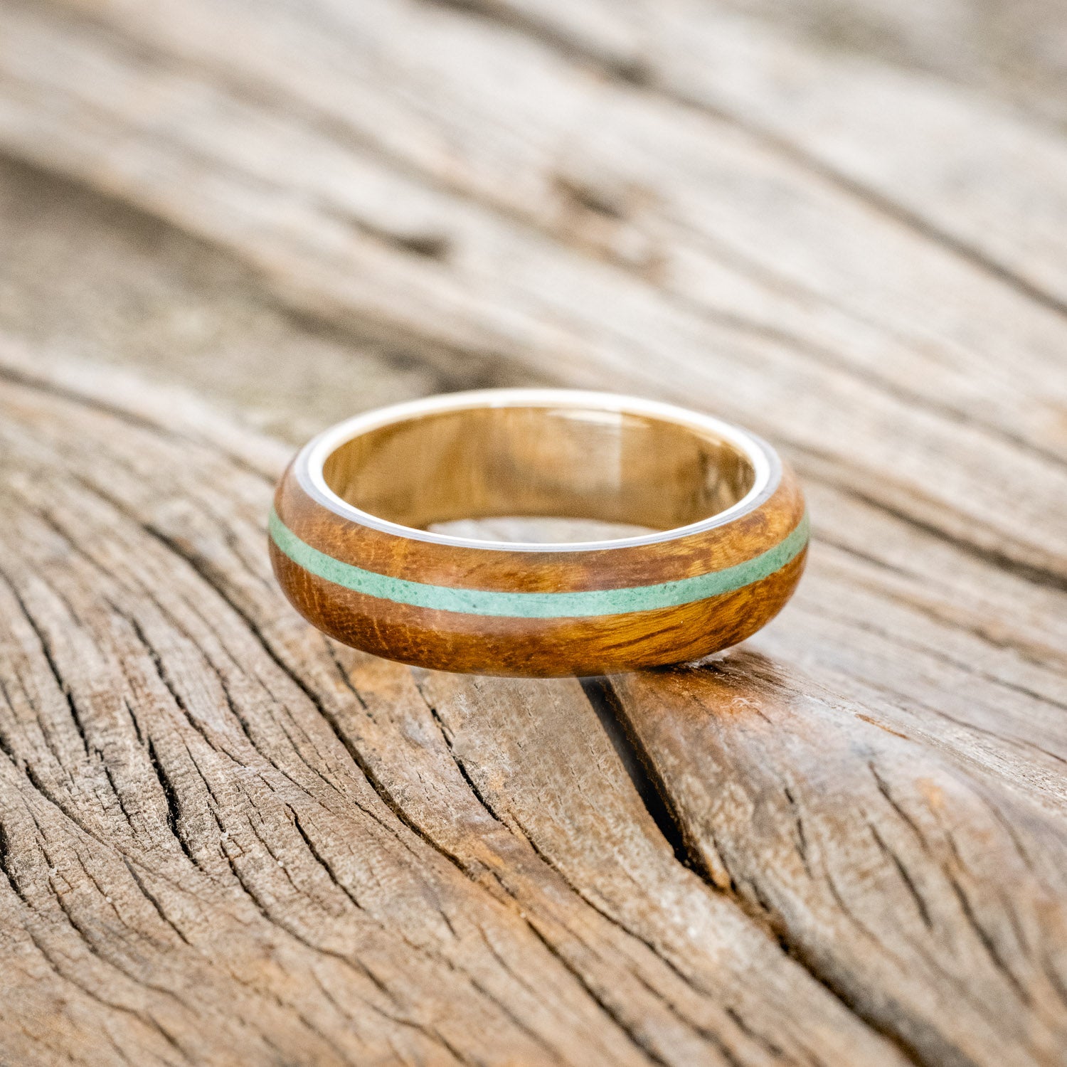 "REMMY" - REDWOOD & MALACHITE WEDDING RING-6