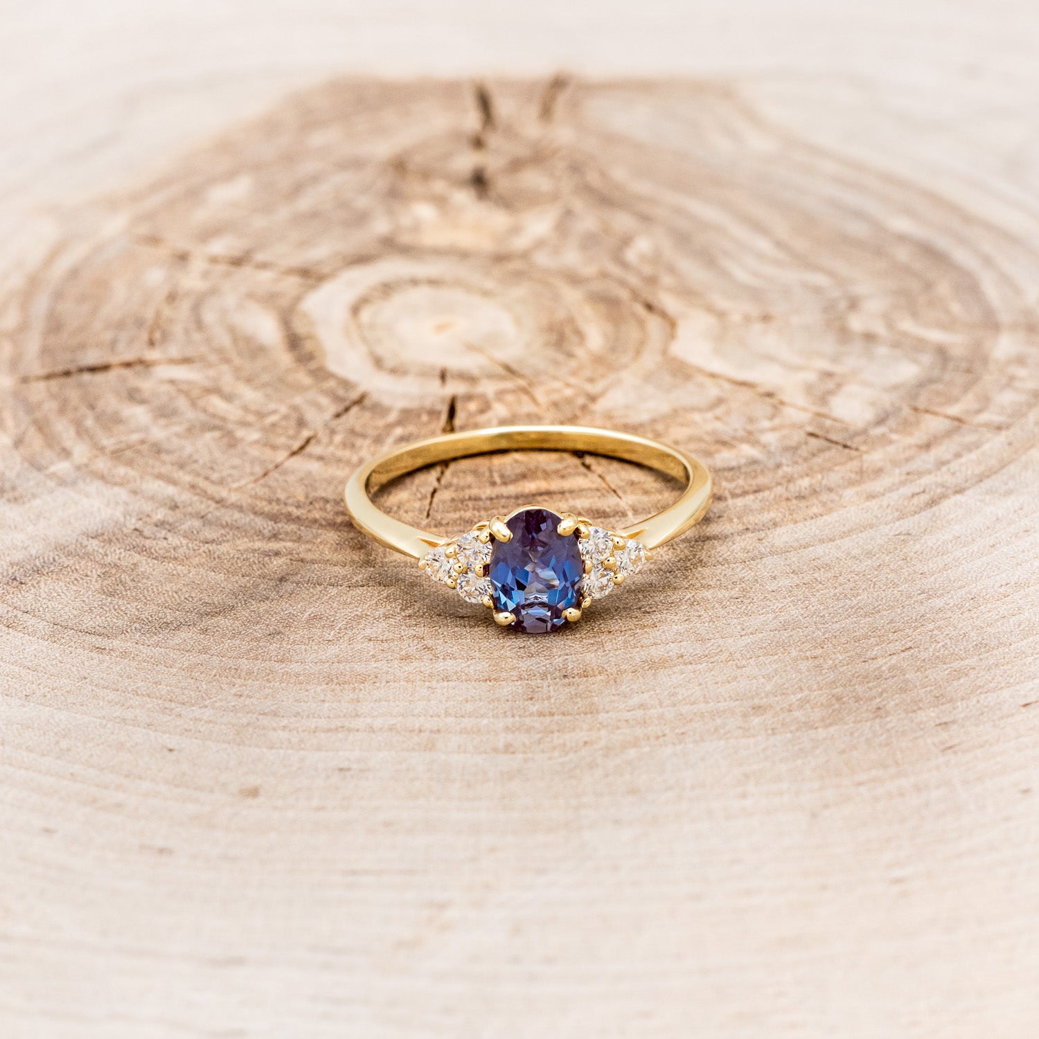 "RHEA" - OVAL LAB-GROWN ALEXANDRITE ENGAGEMENT RING WITH DIAMOND ACCENTS-17