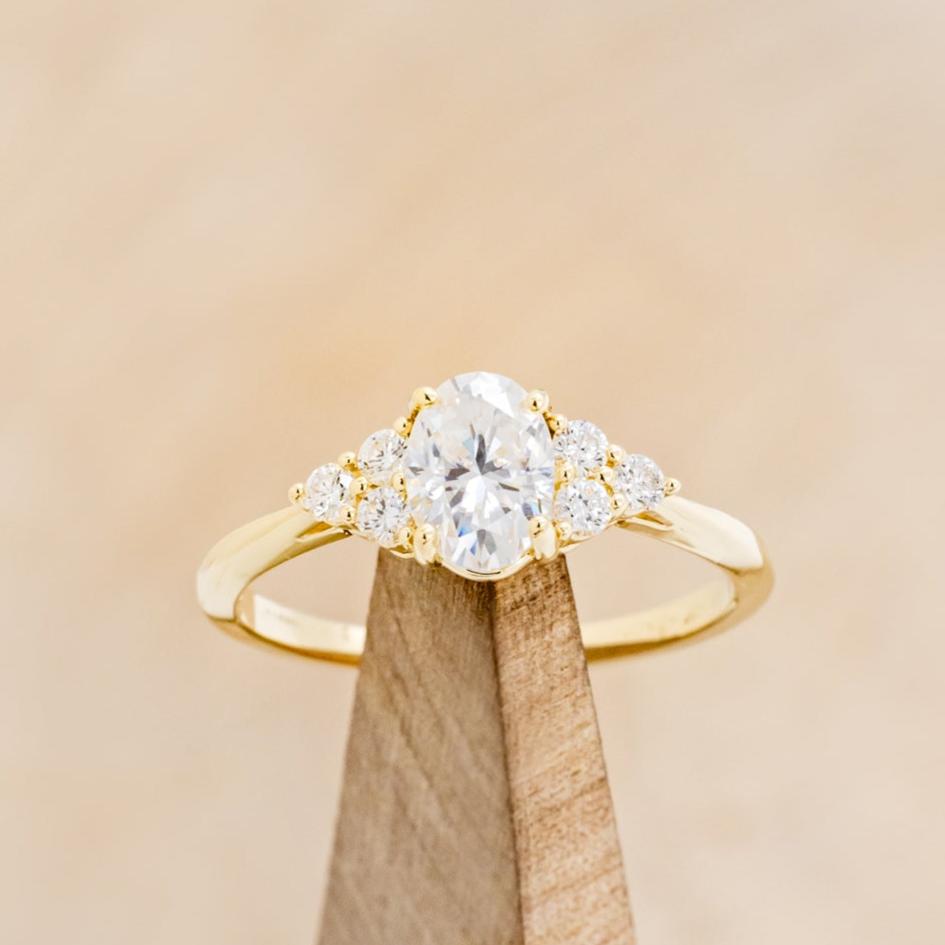 "RHEA" - OVAL MOISSANITE ENGAGEMENT RING WITH DIAMOND ACCENTS-7