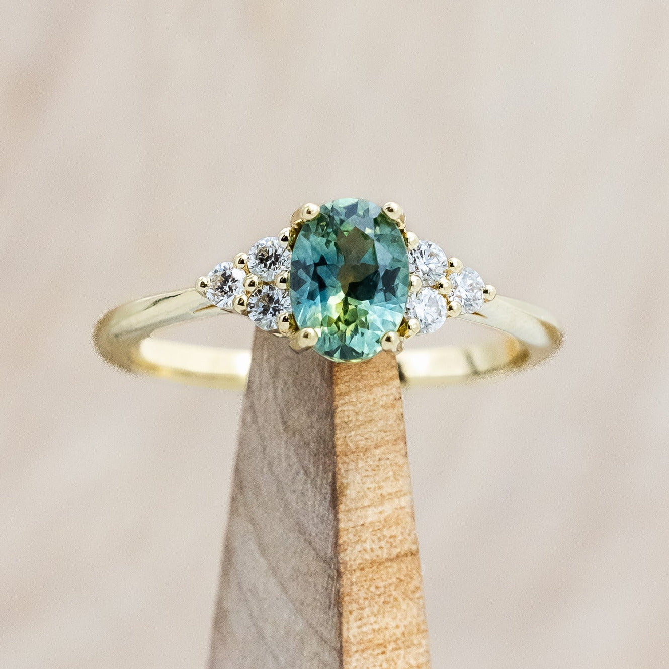 "RHEA" - OVAL CUT ENGAGEMENT RING WITH DIAMOND ACCENTS-Staghead Designs