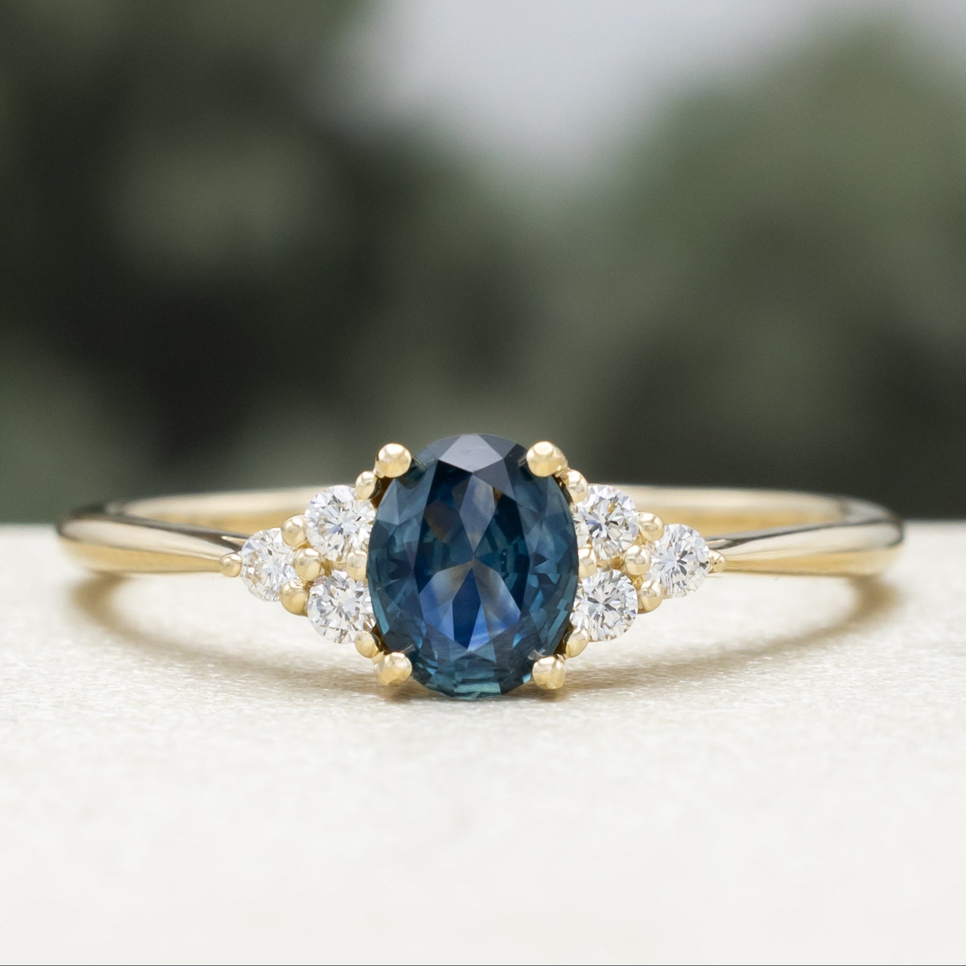 "Rhea" - Oval Cut Engagement Ring With Diamond Accents-Staghead Designs