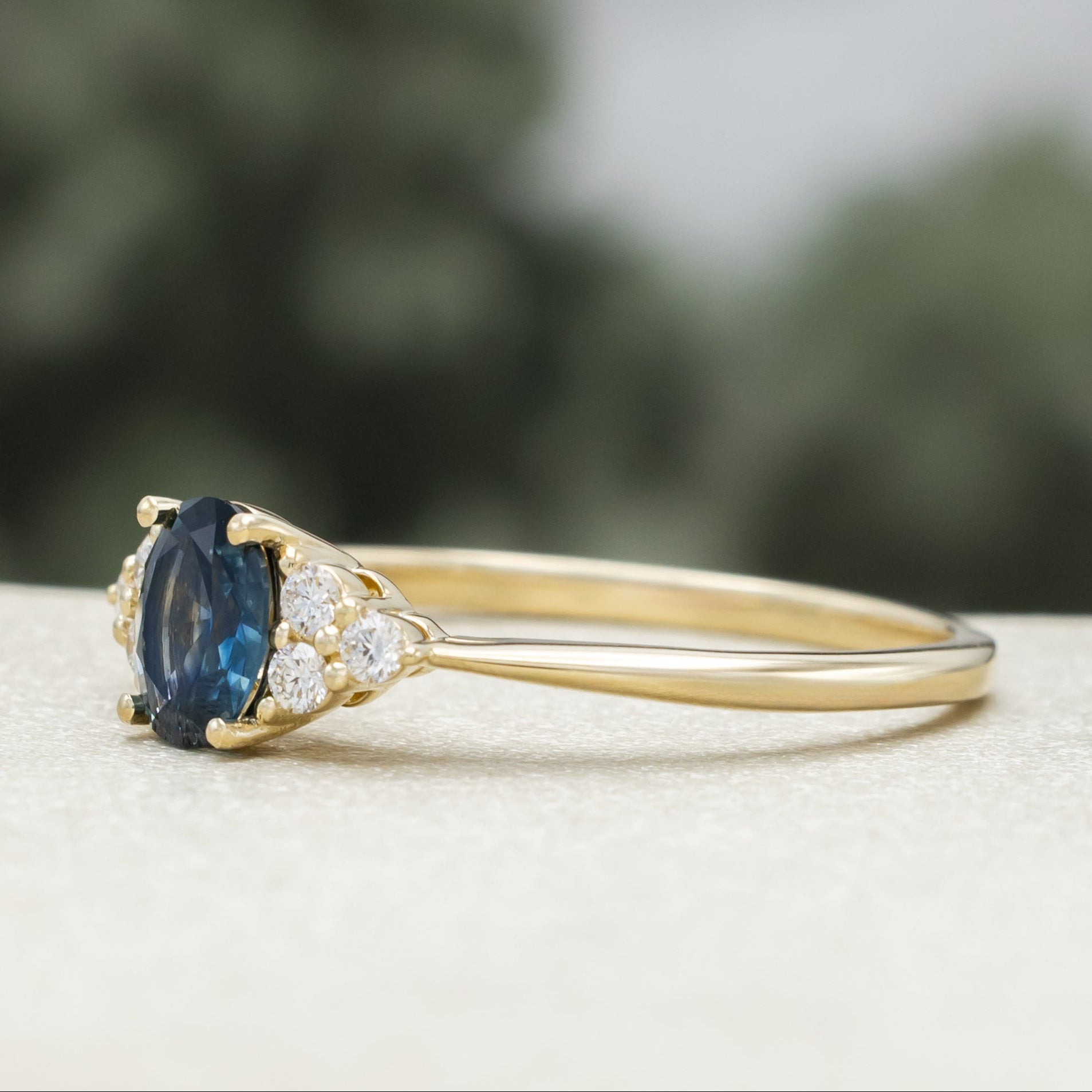 "Rhea" - Oval Cut Engagement Ring With Diamond Accents-Staghead Designs