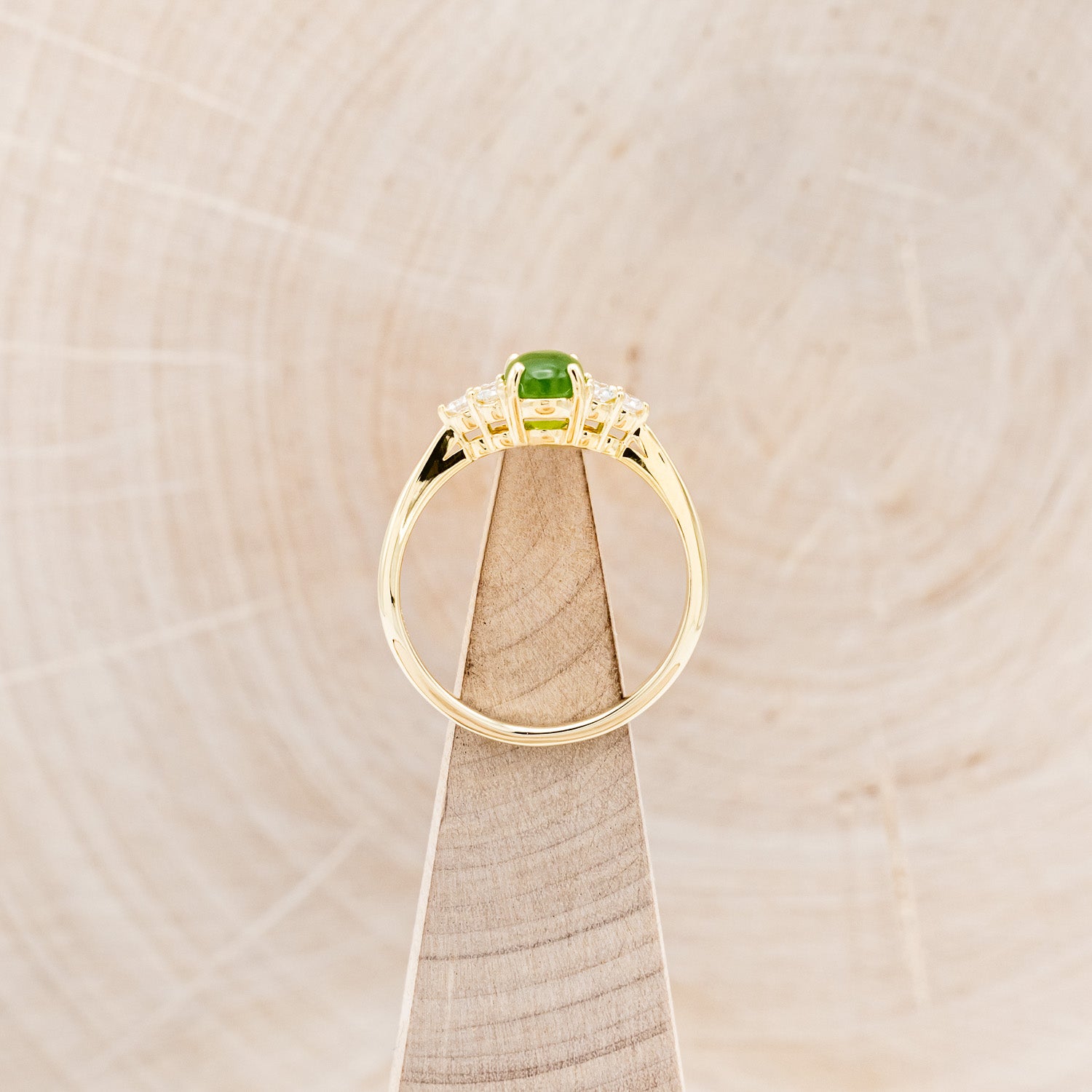 "RHEA" - OVAL JADE ENGAGEMENT RING WITH DIAMOND ACCENTS-6