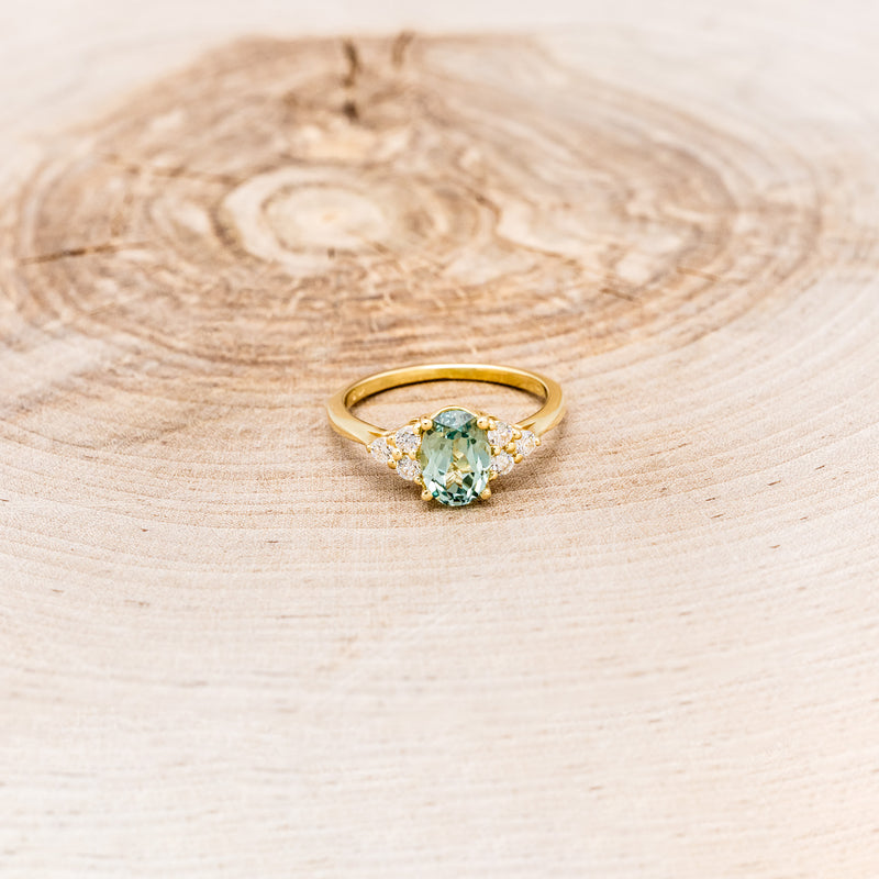 "RHEA" - OVAL LAB-GROWN GREEN SAPPHIRE ENGAGEMENT RING WITH DIAMOND ACCENTS-4