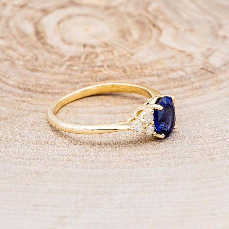 "RHEA" - OVAL LAB-GROWN BLUE SAPPHIRE ENGAGEMENT RING WITH DIAMOND ACCENTS-2