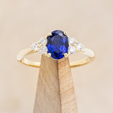 "RHEA" - OVAL LAB-GROWN BLUE SAPPHIRE ENGAGEMENT RING WITH DIAMOND ACCENTS-1