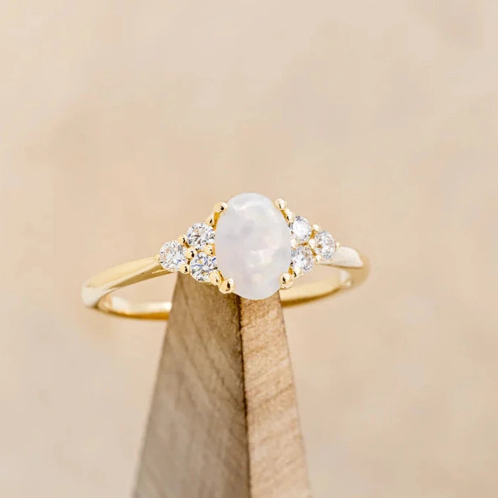 "RHEA" - OVAL CUT ENGAGEMENT RING WITH DIAMOND ACCENTS-Staghead Designs