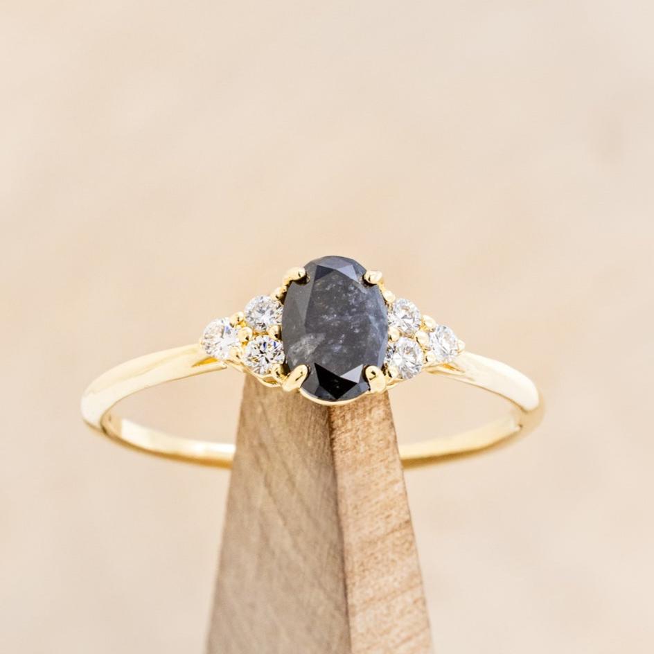 "RHEA" - OVAL SALT & PEPPER DIAMOND ENGAGEMENT RING WITH DIAMOND ACCENTS-13