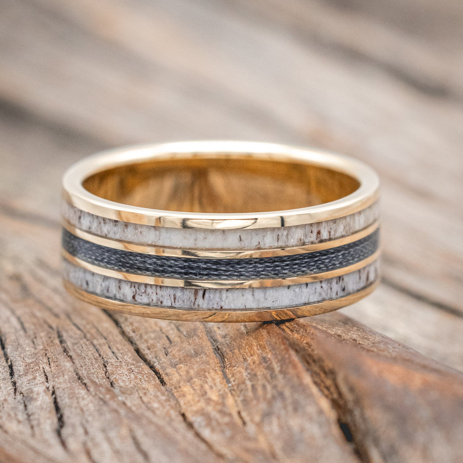 "RIO" - ANTLER & FISHING LINE WEDDING BAND-Staghead Designs