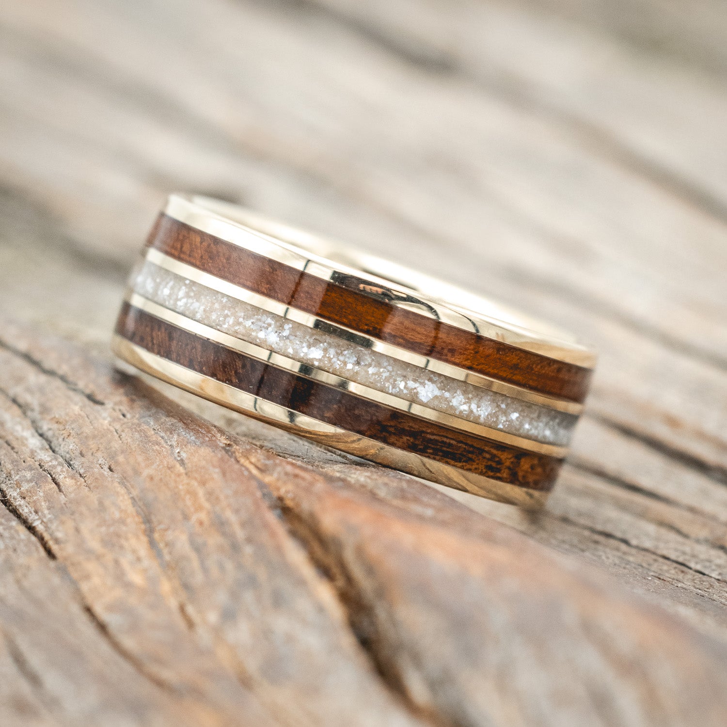"RIO" - DIAMOND DUST & KOA WOOD WEDDING RING-Staghead Designs