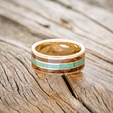 "RIO" - REDWOOD & MALACHITE WEDDING BAND-3