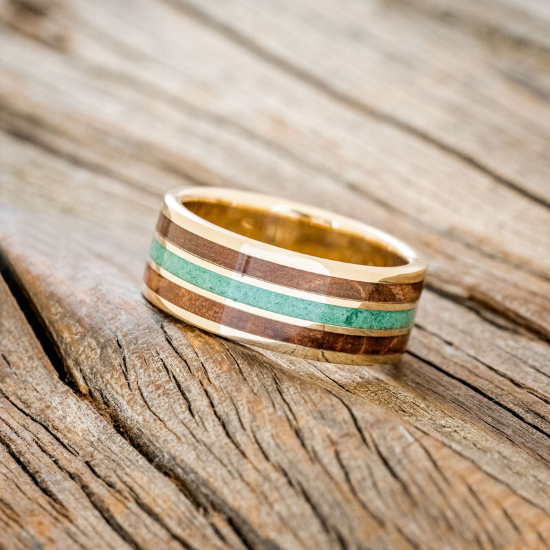 "RIO" - REDWOOD & MALACHITE WEDDING BAND-2