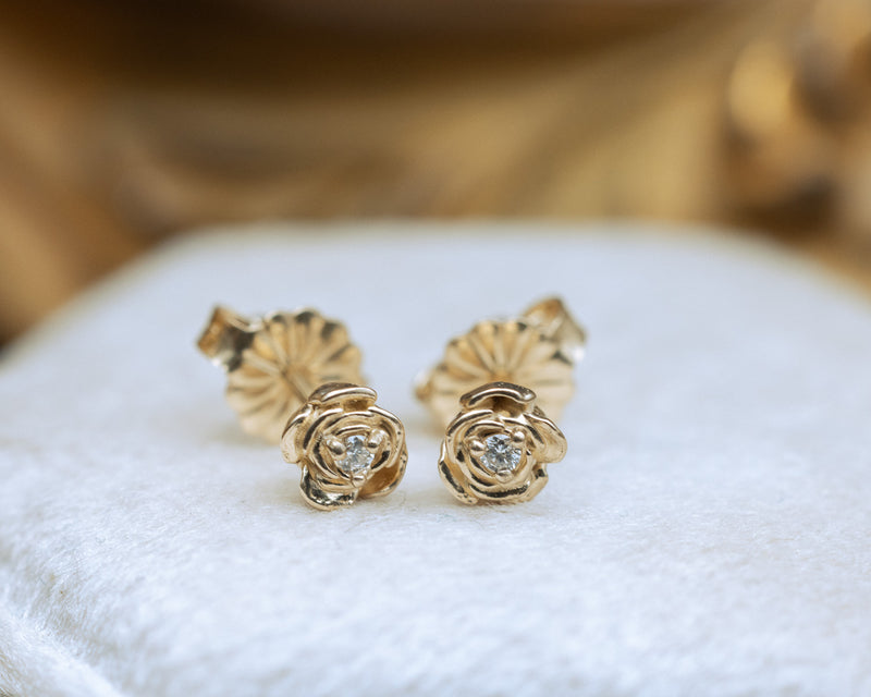 PETITE ROSE EARRINGS ACCENTED WITH NATURAL DIAMONDS