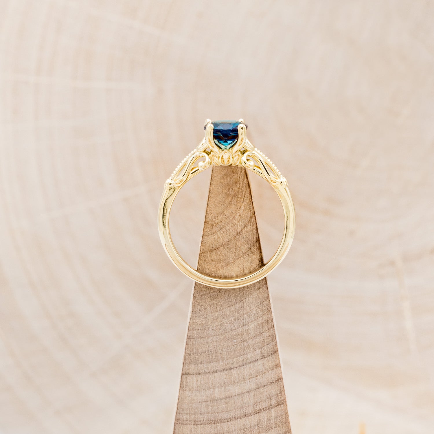 "ROSEMARY" - FLORAL-STYLE ENGAGEMENT RING WITH ROUND CUT LAB-GROWN ALEXANDRITE-6