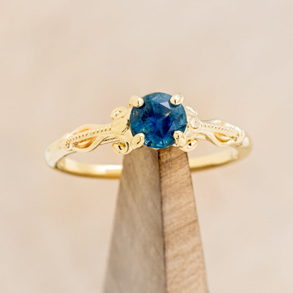 "ROSEMARY" - SOLITAIRE ENGAGEMENT RING WITH FLORAL-STYLE BAND - MOUNTING ONLY - SELECT YOUR OWN STONE-2