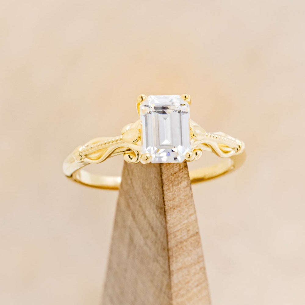"ROSEMARY" - SOLITAIRE ENGAGEMENT RING WITH FLORAL-STYLE BAND - MOUNTING ONLY - SELECT YOUR OWN STONE-3