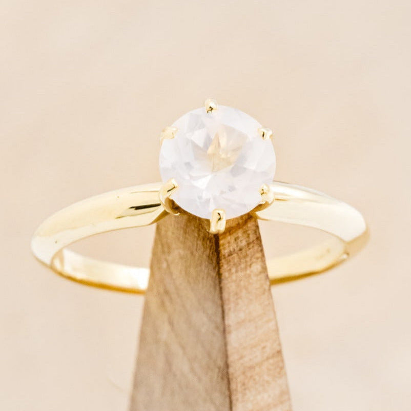 ROUND ROSE QUARTZ SOLITAIRE ENGAGEMENT RING-7