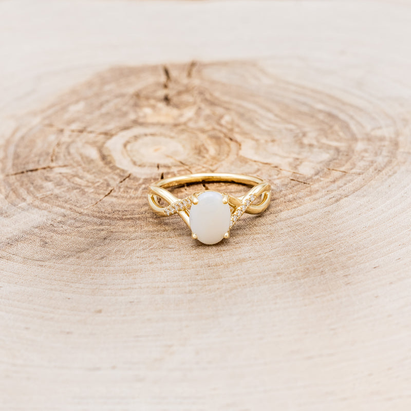 "ROSLYN" - OVAL OPAL ENGAGEMENT RING WITH DIAMOND ACCENTS