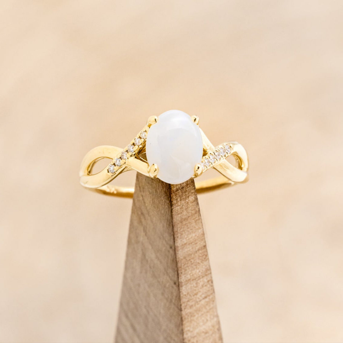 "ROSLYN" - OVAL OPAL ENGAGEMENT RING WITH DIAMOND ACCENTS-7