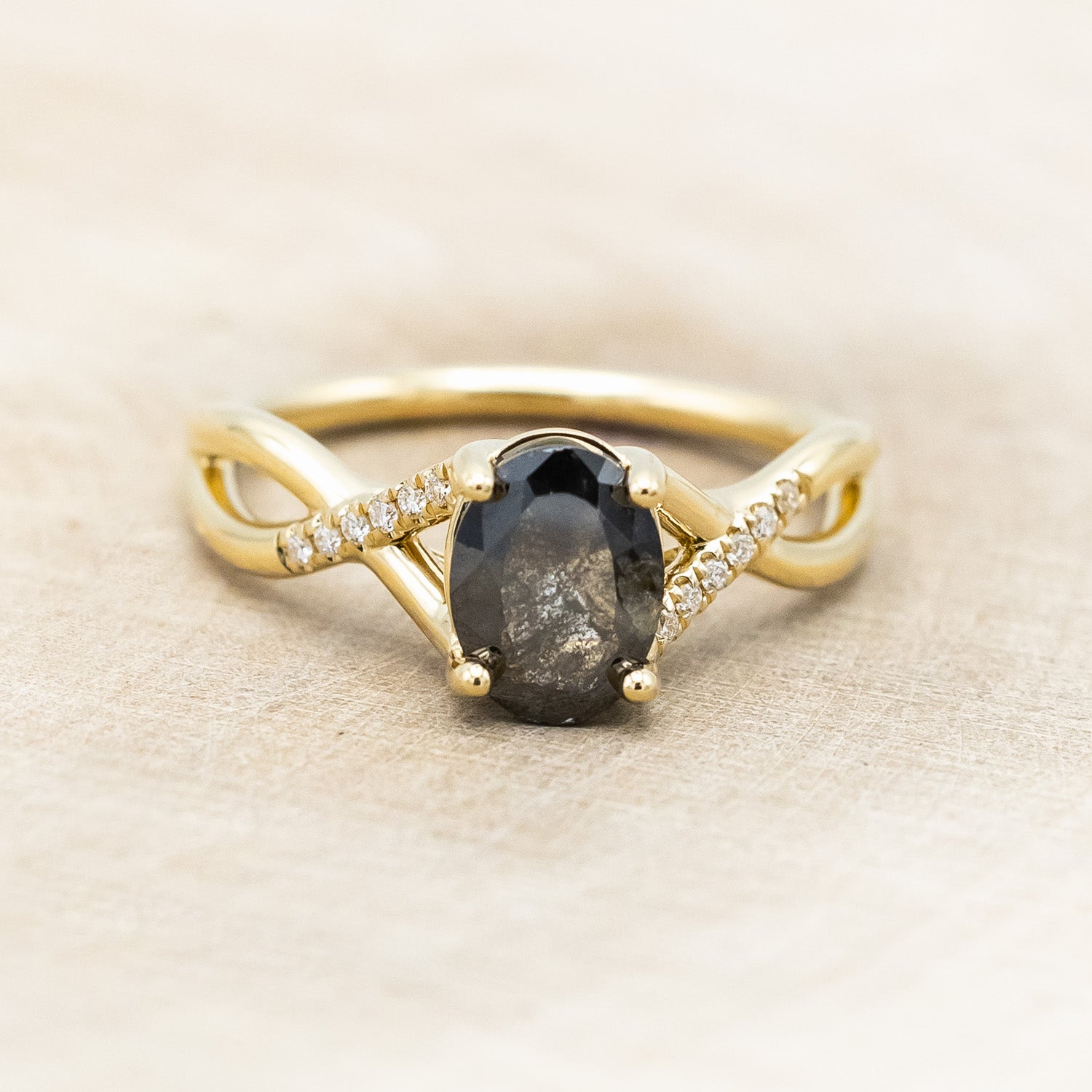 "Roslyn" - Salt & Pepper Diamond Engagement Ring With Diamond Accents-Staghead Designs