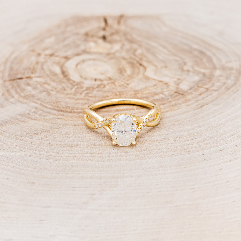 "ROSLYN" - OVAL MOISSANITE ENGAGEMENT RING WITH DIAMOND ACCENTS