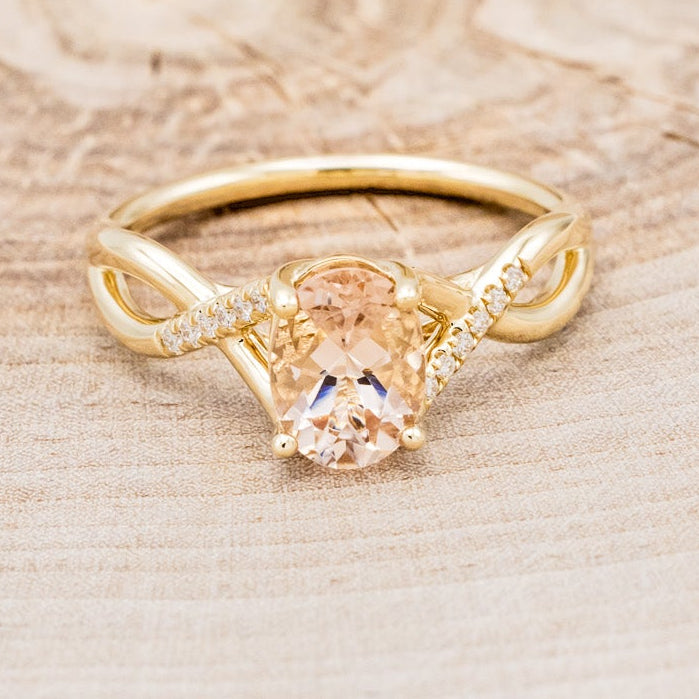 "ROSLYN" - OVAL MORGANITE ENGAGEMENT RING WITH DIAMOND ACCENTS-15
