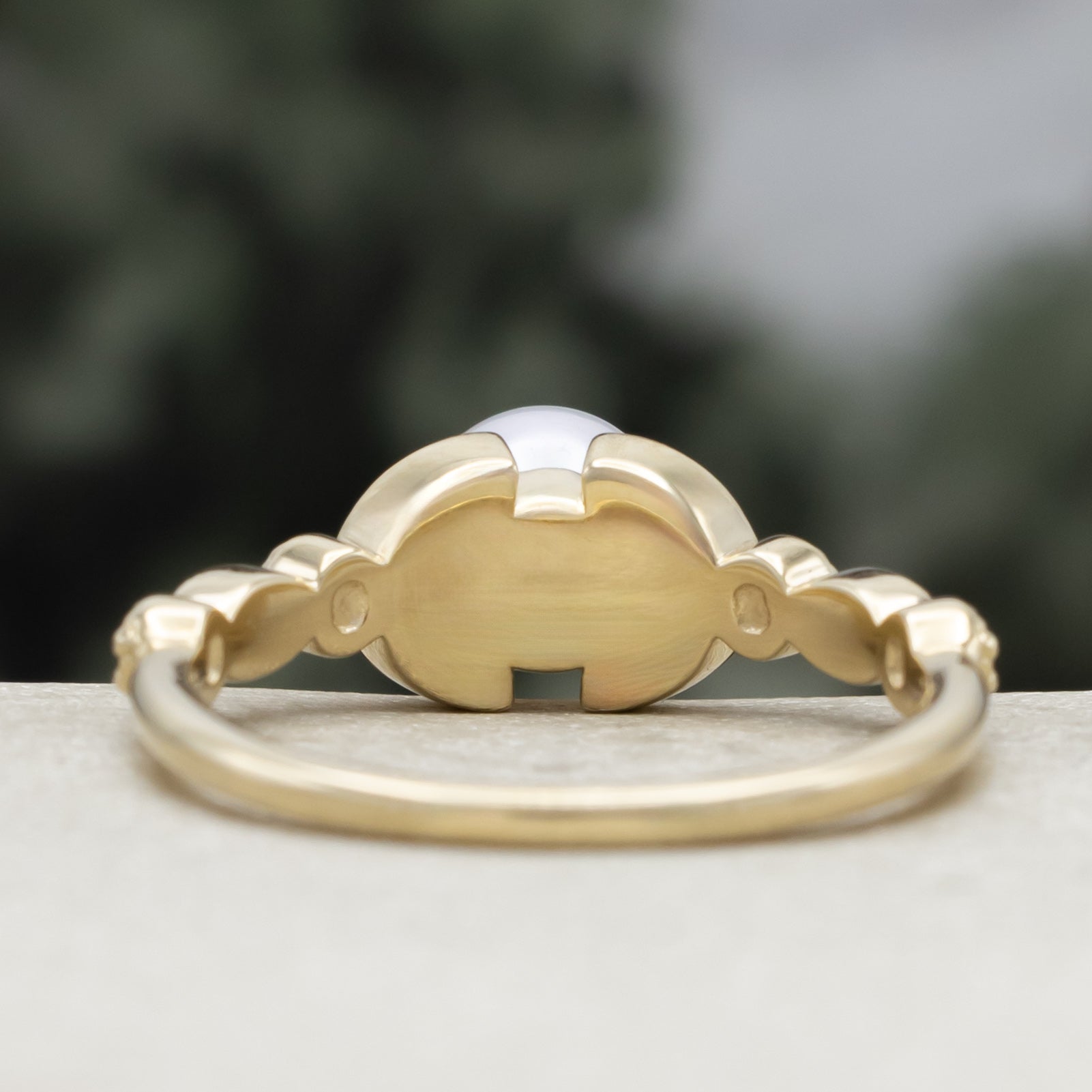 "Calypso" - Round Akoya Pearl Engagement Ring With Diamond Accents-Staghead Designs