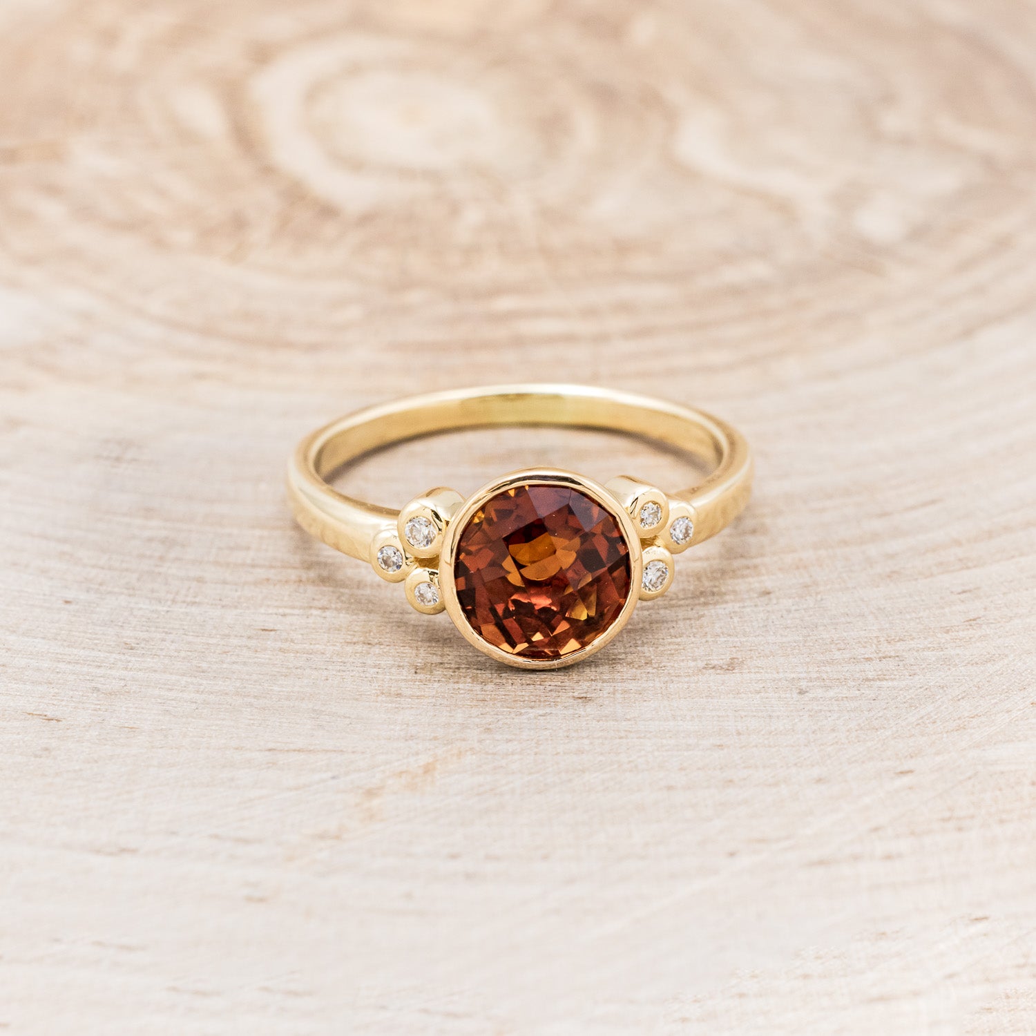 ROUND CUT CITRINE ENGAGEMENT RING WITH DIAMONDS ACCENTS-4