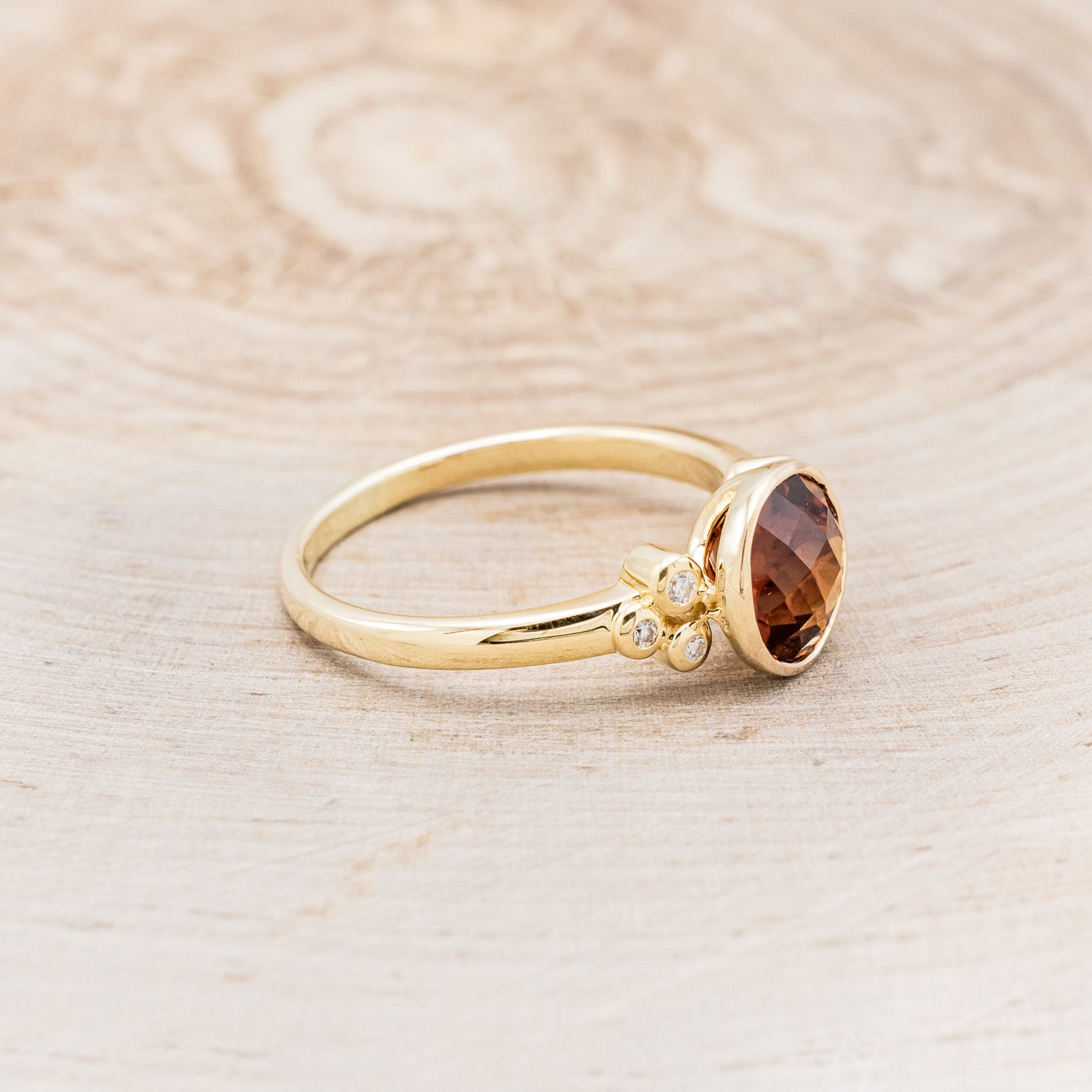 ROUND CUT CITRINE ENGAGEMENT RING WITH DIAMONDS ACCENTS-2