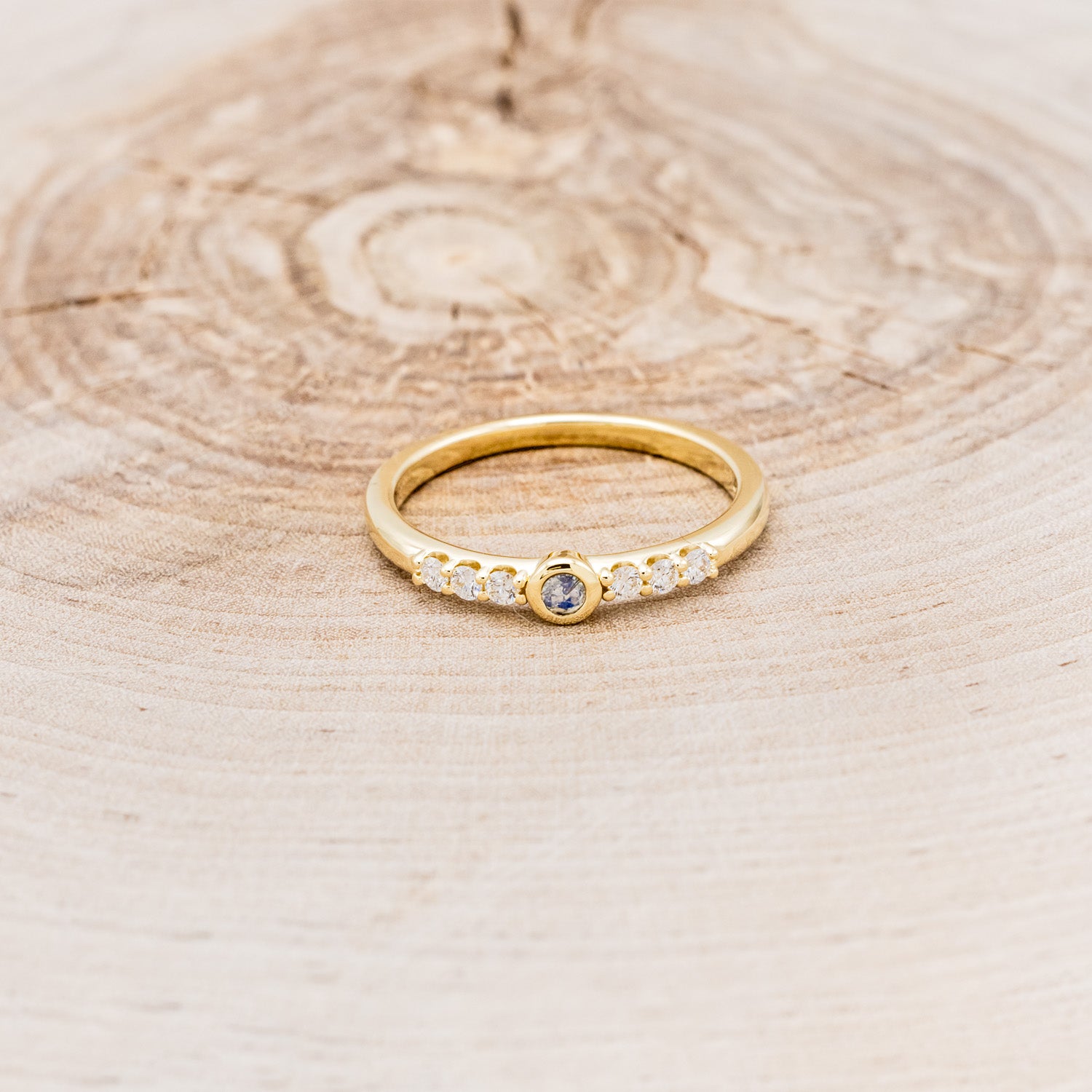 ROUND CUT MOONSTONE STACKING BAND WITH DIAMOND ACCENTS-4