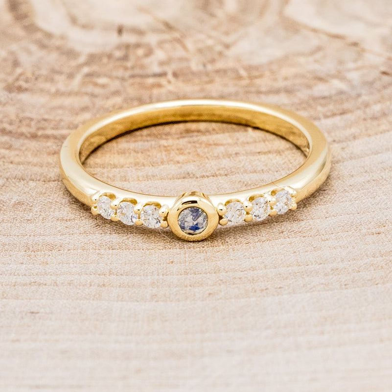 ROUND CUT MOONSTONE STACKING BAND WITH DIAMOND ACCENTS-4