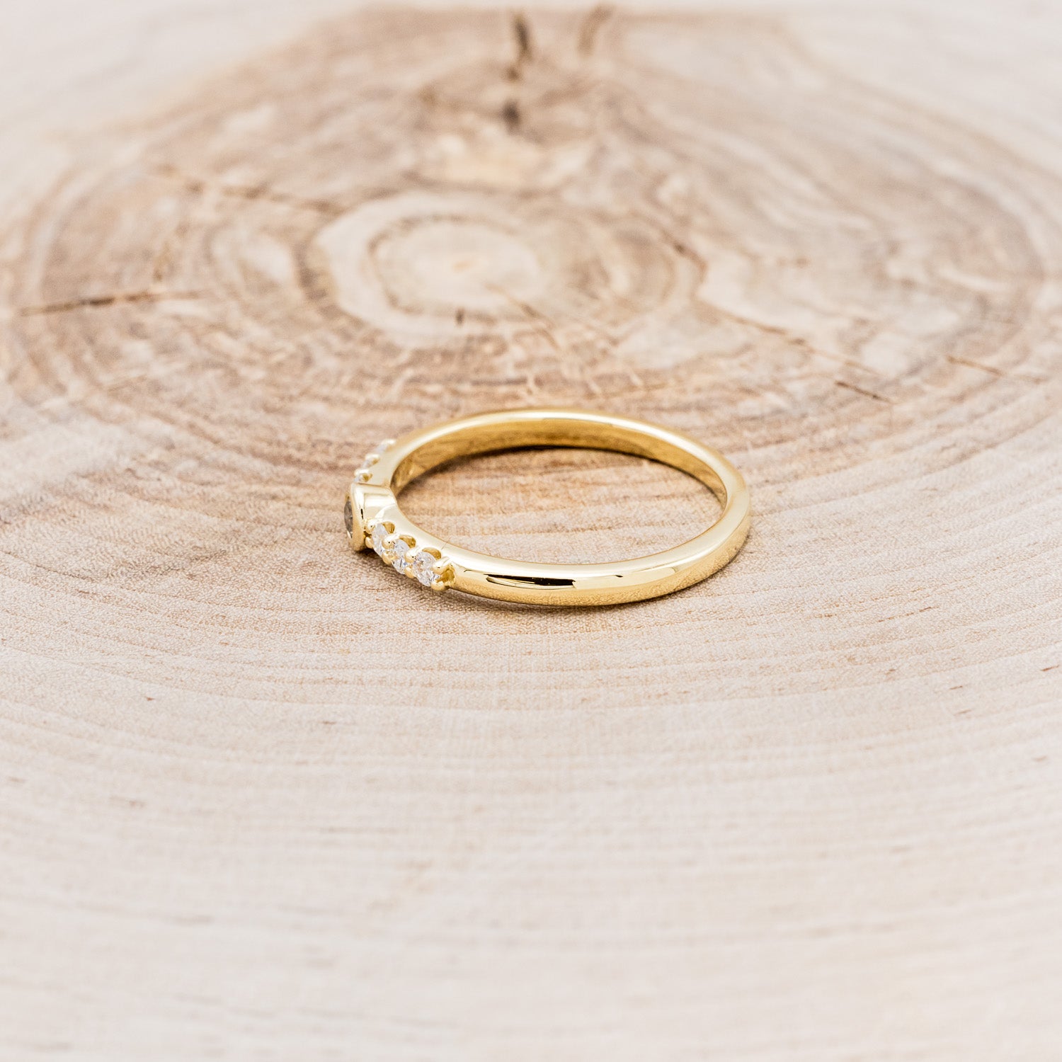 ROUND CUT MOONSTONE STACKING BAND WITH DIAMOND ACCENTS-3