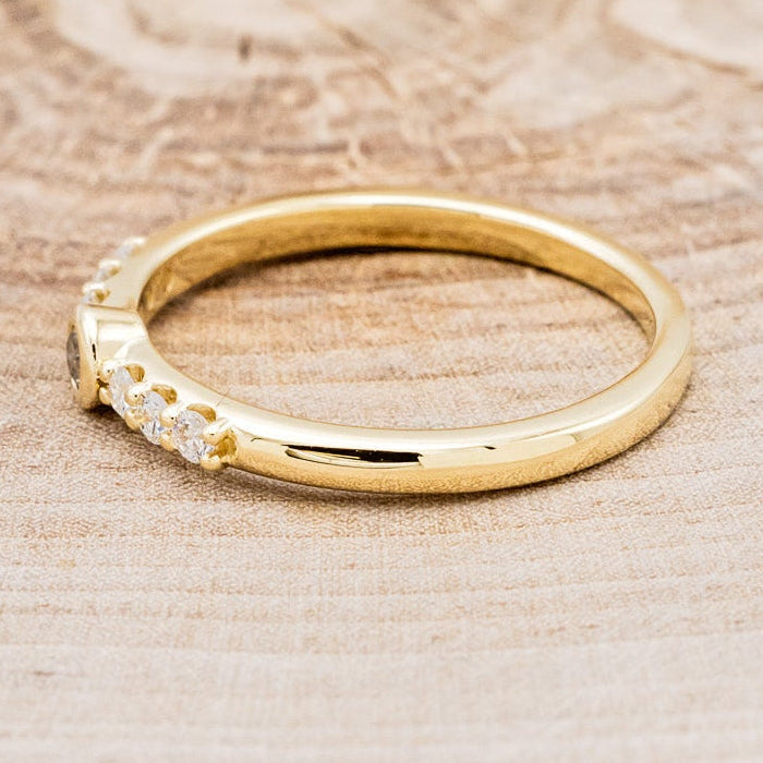 ROUND CUT MOONSTONE STACKING BAND WITH DIAMOND ACCENTS-3
