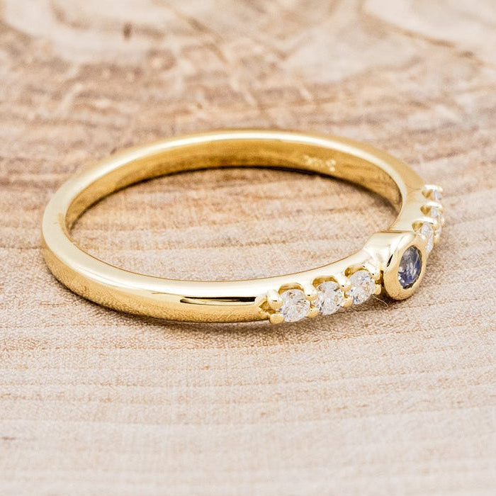 ROUND CUT MOONSTONE STACKING BAND WITH DIAMOND ACCENTS-2