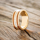 "RYDER" - DIAMONDS & IRONWOOD INLAYS WEDDING BAND