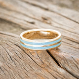 "RYDER" - TURQUOISE WEDDING RING FEATURING A 14K GOLD BAND-3