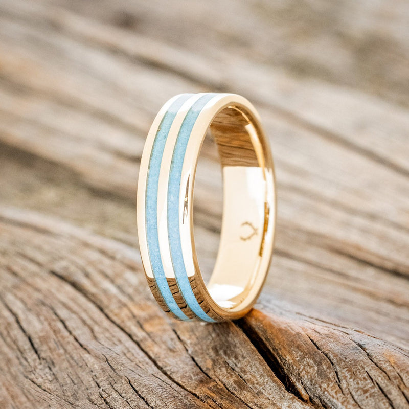 "RYDER" - TURQUOISE WEDDING RING FEATURING A 14K GOLD BAND-1