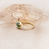 "SAGE" - HEXAGON MOSS AGATE ENGAGEMENT RING WITH DIAMOND ACCENTS