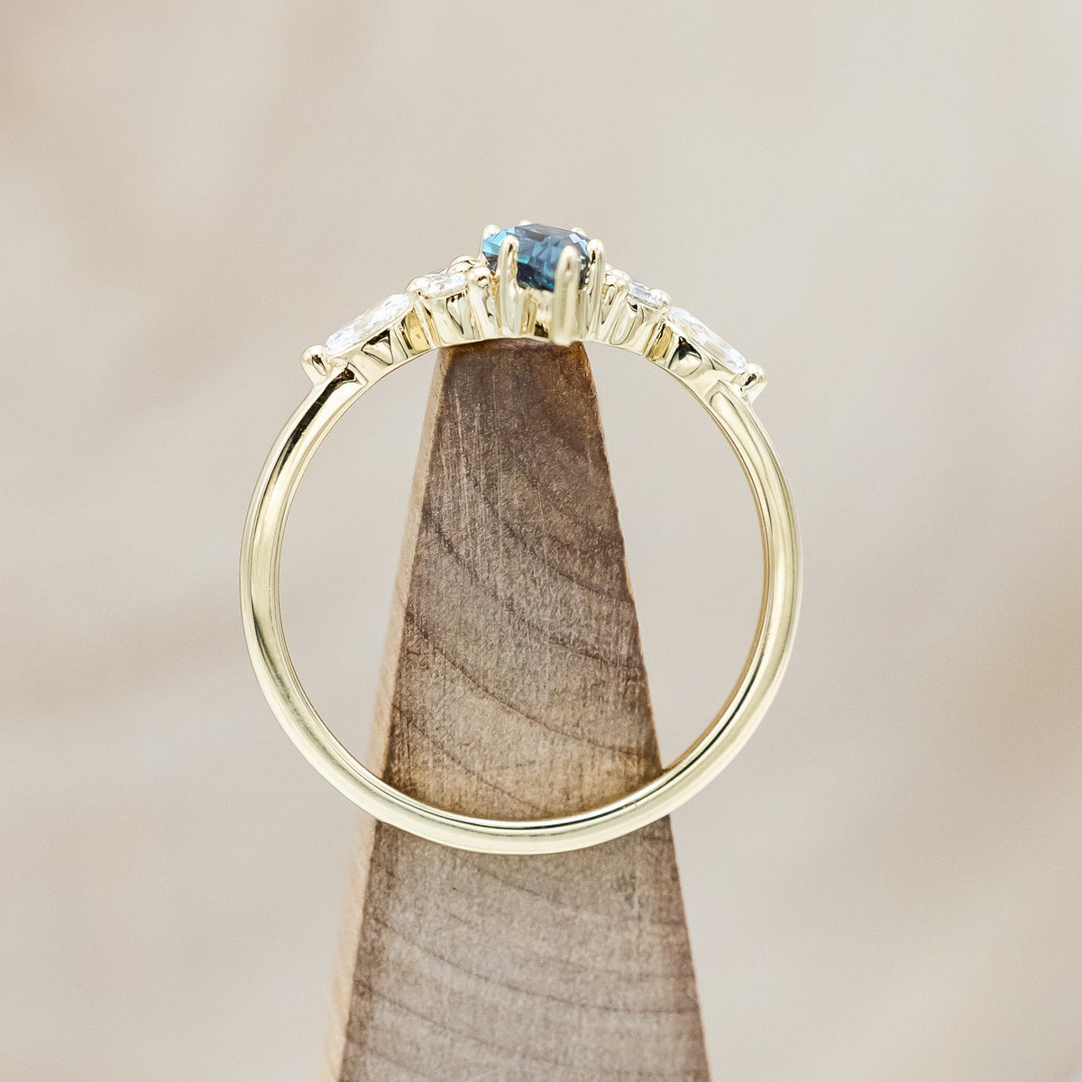 "SAGE" - KITE CUT LAB-GROWN ALEXANDRITE ENGAGEMENT RING WITH DIAMOND ACCENTS-Staghead Designs