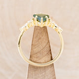 "SAGE" - KITE CUT MOSS AGATE ENGAGEMENT RING WITH DIAMOND ACCENTS & DIAMOND TRACER