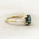 "SAGE" - OVAL CUT MOSS AGATE ENGAGEMENT RING WITH DIAMOND ACCENTS