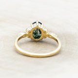 "SAGE" - OVAL CUT MOSS AGATE ENGAGEMENT RING WITH DIAMOND ACCENTS